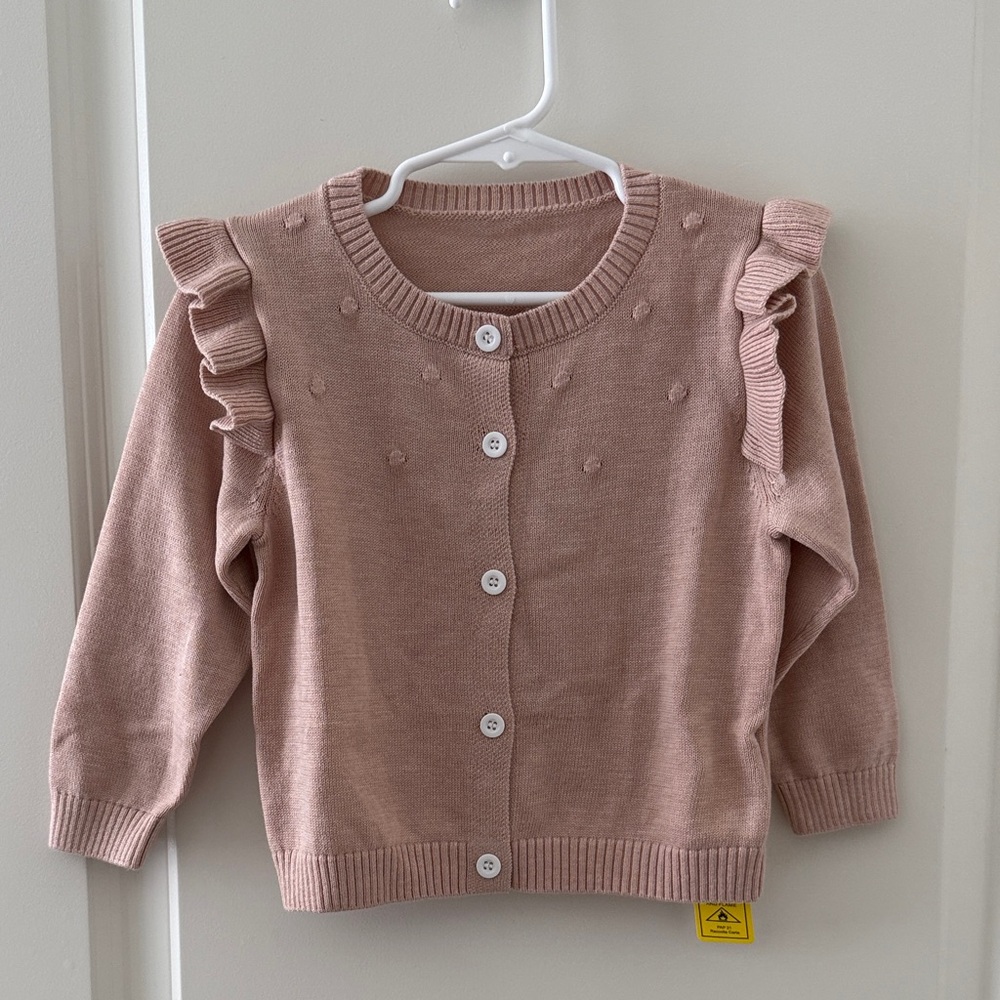 SHEIN Dusty Pink Kids Ruffle Sweater